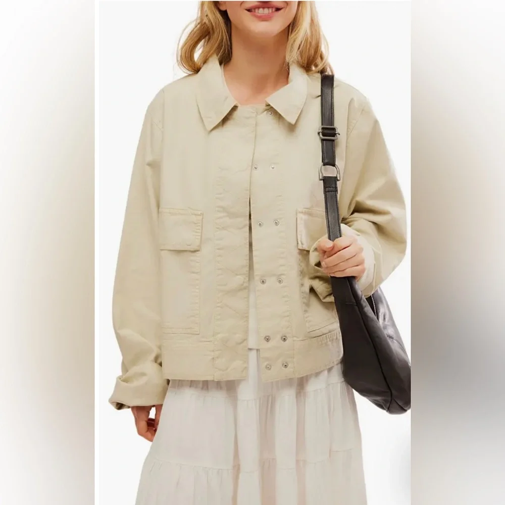 Free People We the Free Suzy Linen Jacket Spring Linen Brand New Size Medium NWT - Picture 2 of 13